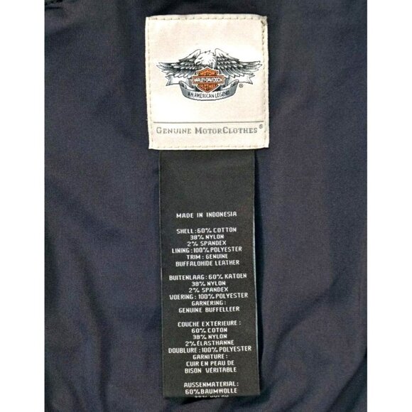 Harley Davidson Motorcycle Womens Buffalo Hide Leather and Cotton Stretch Jacket - Picture 4 of 7
